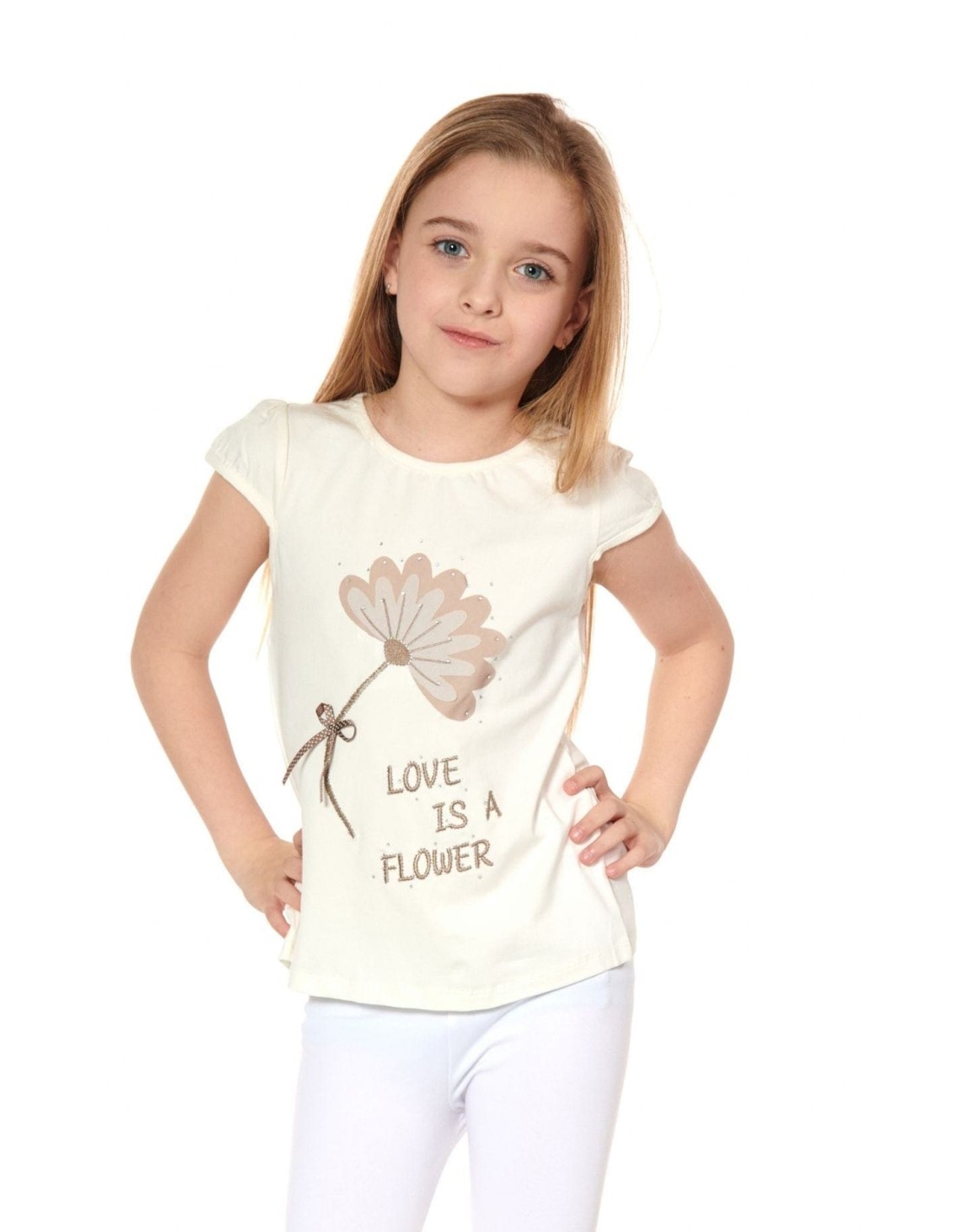 Girls\' blouse with cream application NDZ81380 - Online store - Boutique